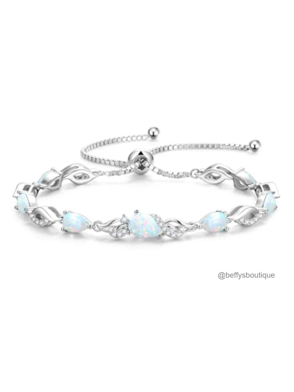 S925 Sterling Silver White Gold Plated Tennis Bracelet Adjustable Birthstone